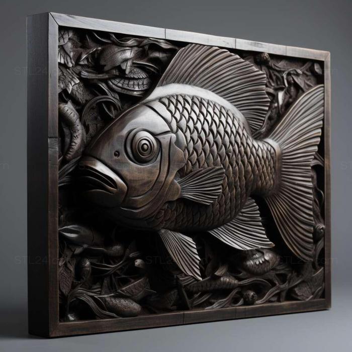 Nature and animals (Black mar fish 4, NATURE_904) 3D models for cnc